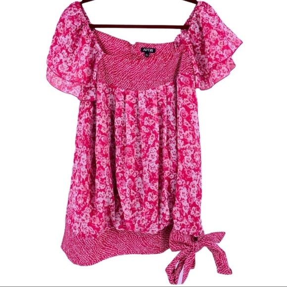 Apt. 9 Tops - APT 9 Pink Chiffon Off The Shoulder Floral Top